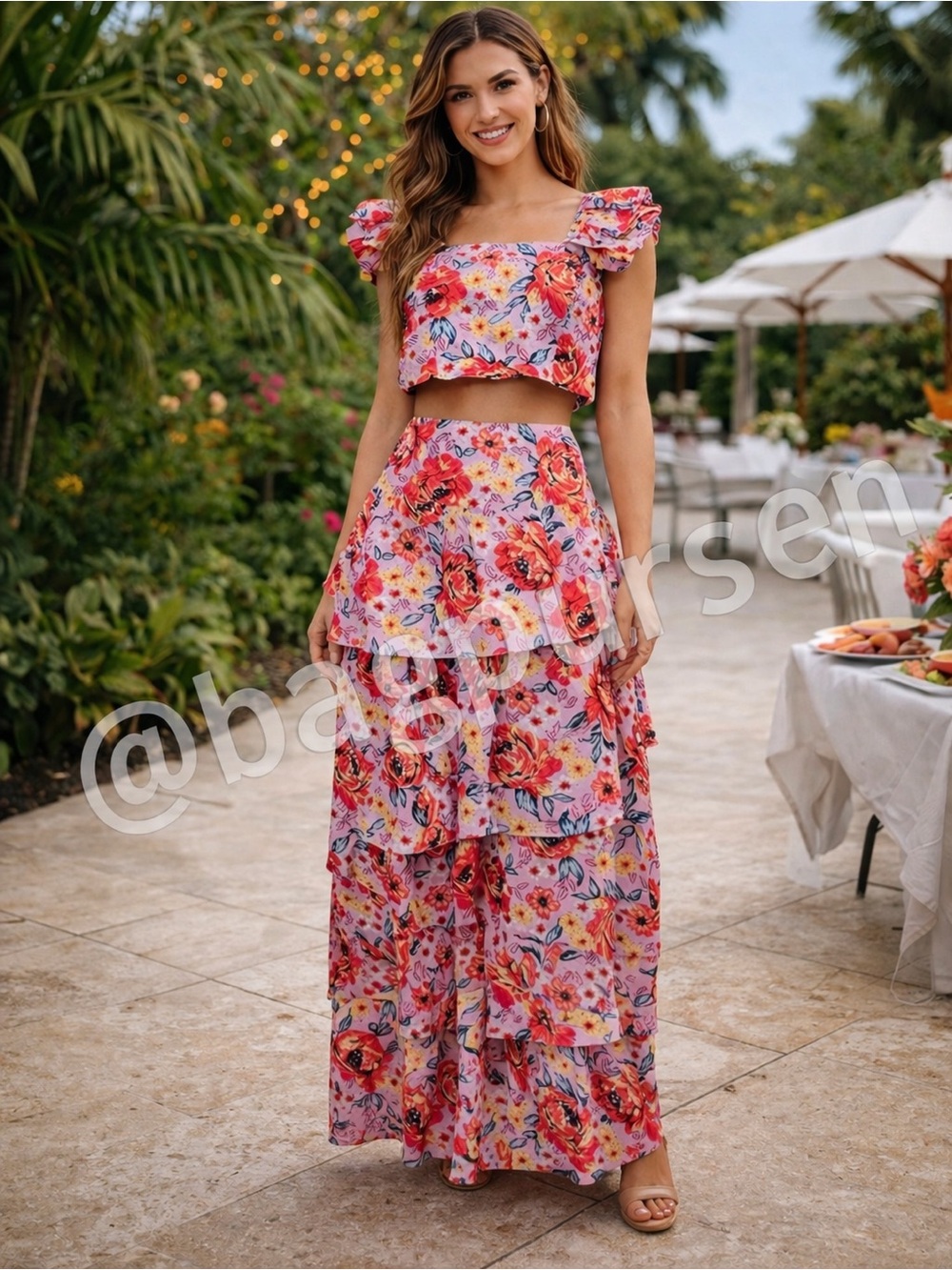 BuddyLove Baha Mar Daisy Days Floral Top & Maxi Skirt Set Size Medium New Flirty